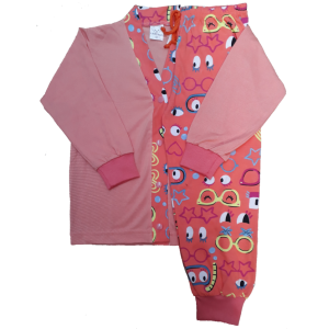 0336 Pijama Laranja com Calça Estampada de Olho 3